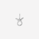 Şener Besim Taurus Charm in silver rhodium plating, flat lay