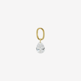 Şener Besim Teardrop Charm with crystal cubic zirconia stone, sterling silver rhodium plating, buildable collection