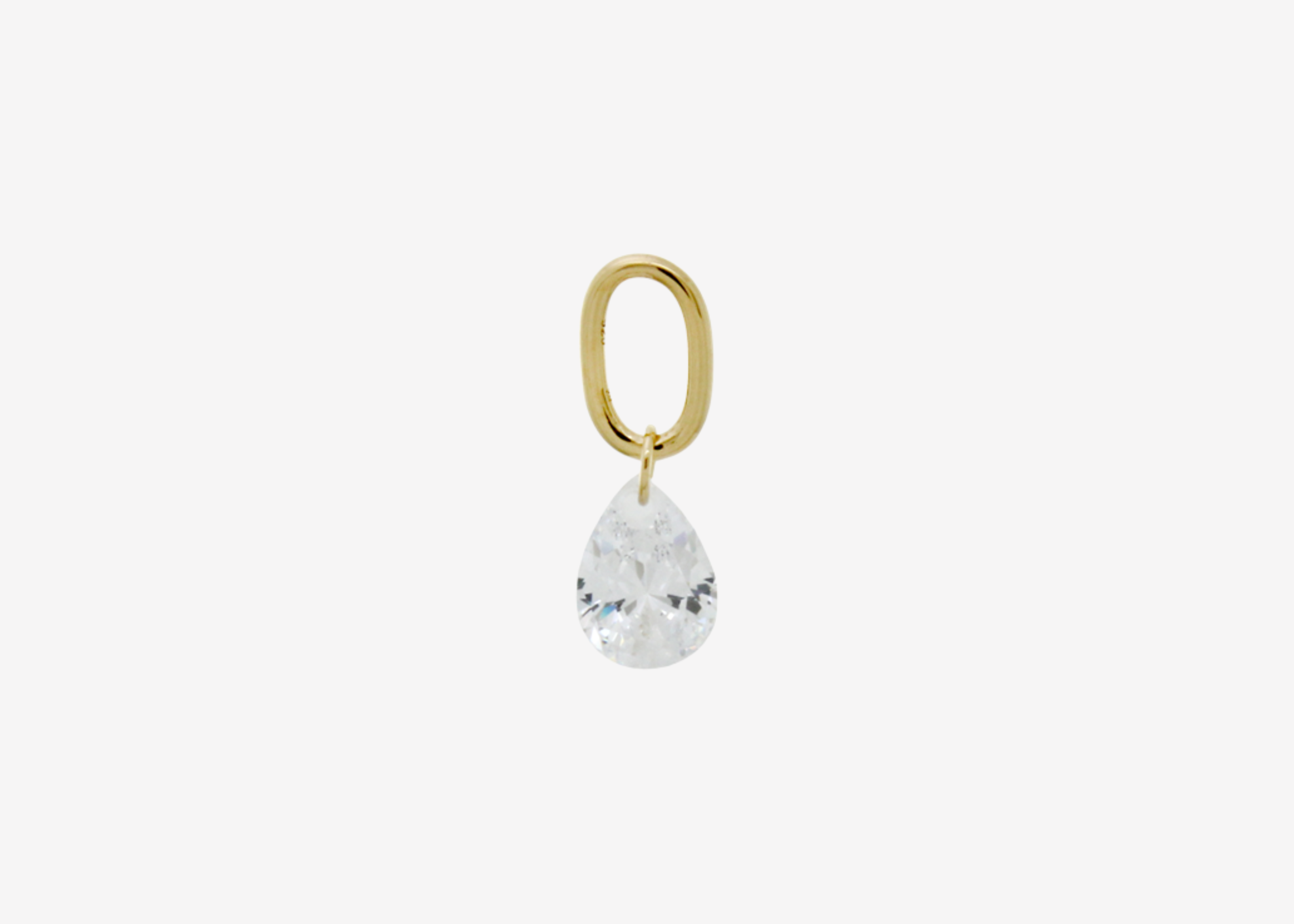 Şener Besim Teardrop Charm with crystal cubic zirconia stone, sterling silver rhodium plating, buildable collection