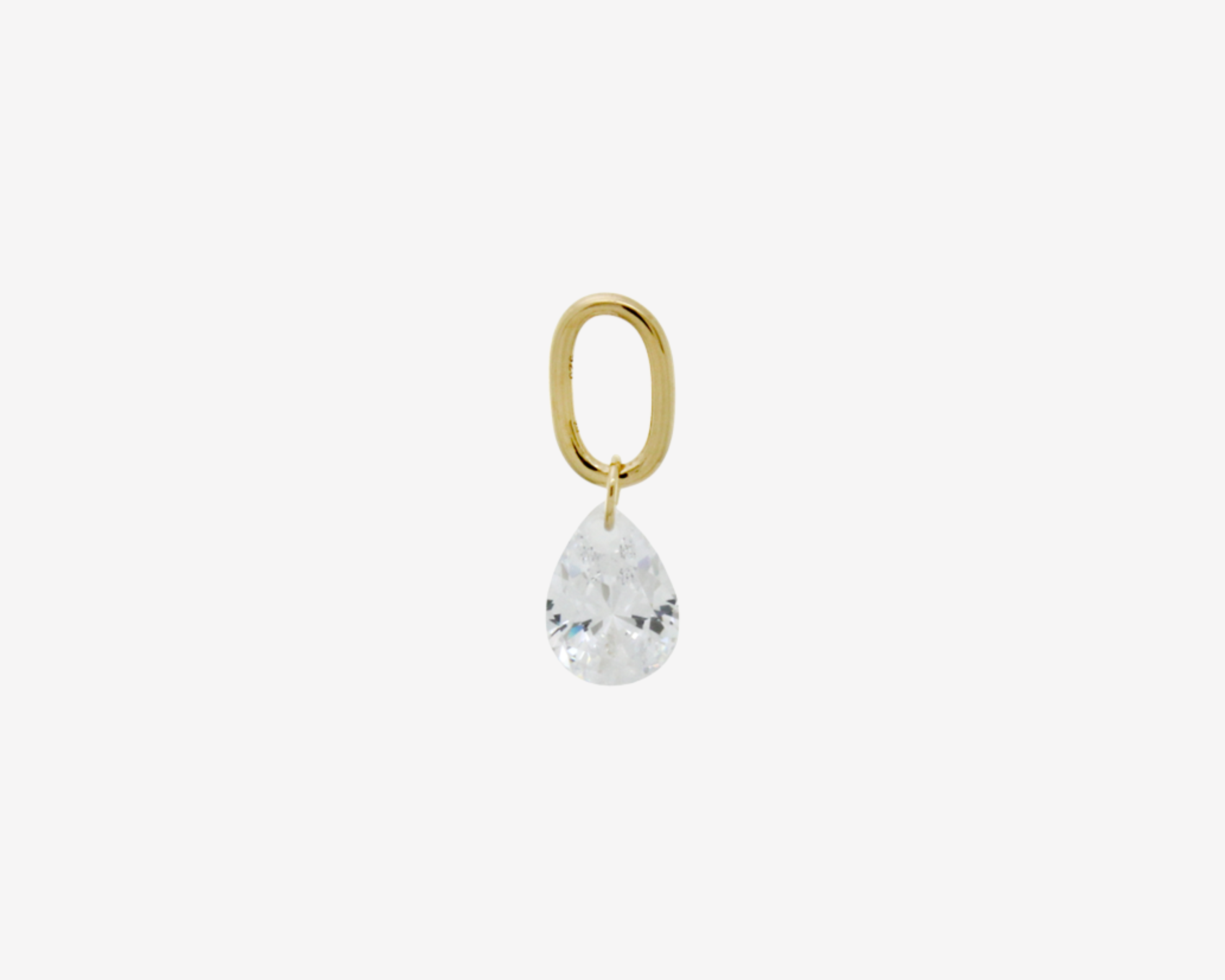 Şener Besim Teardrop Charm with crystal cubic zirconia stone, sterling silver rhodium plating, buildable collection