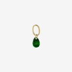 Şener Besim Teardrop Charm with emerald cubic zirconia stone, sterling silver, buildable collection