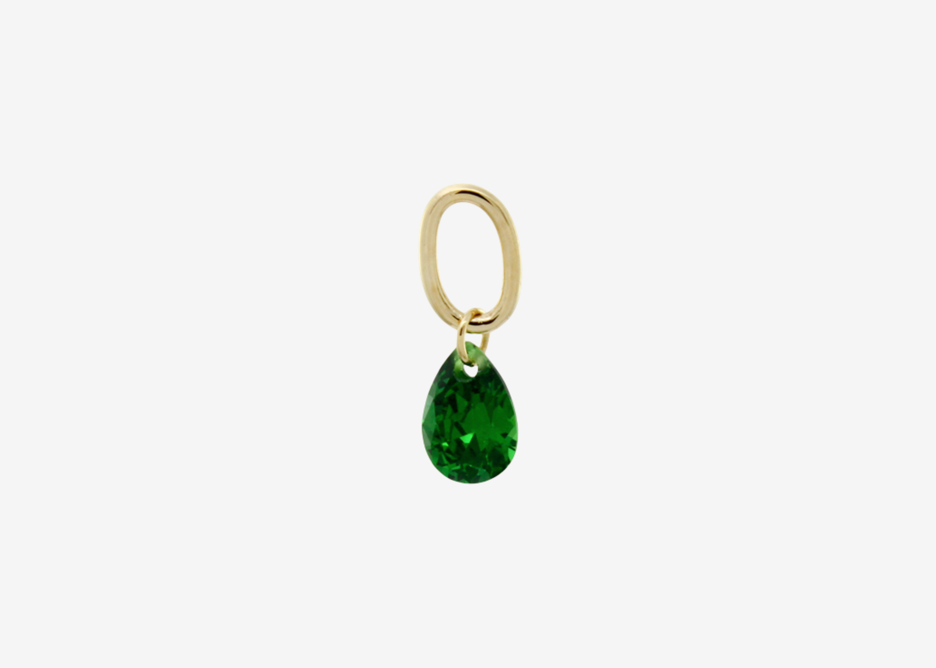 Şener Besim Teardrop Charm with emerald cubic zirconia stone, sterling silver, buildable collection