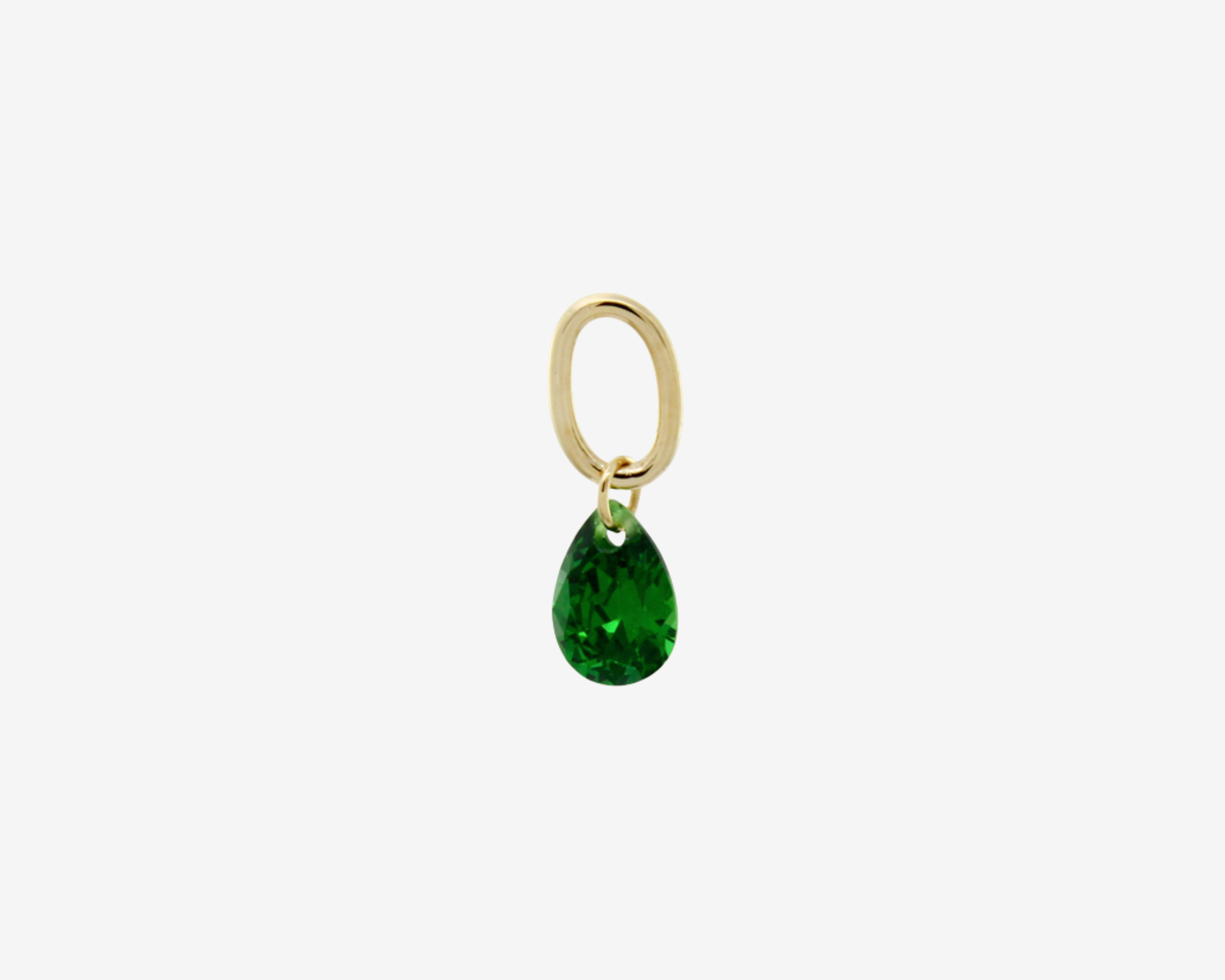 Şener Besim Teardrop Charm with emerald cubic zirconia stone, sterling silver, buildable collection