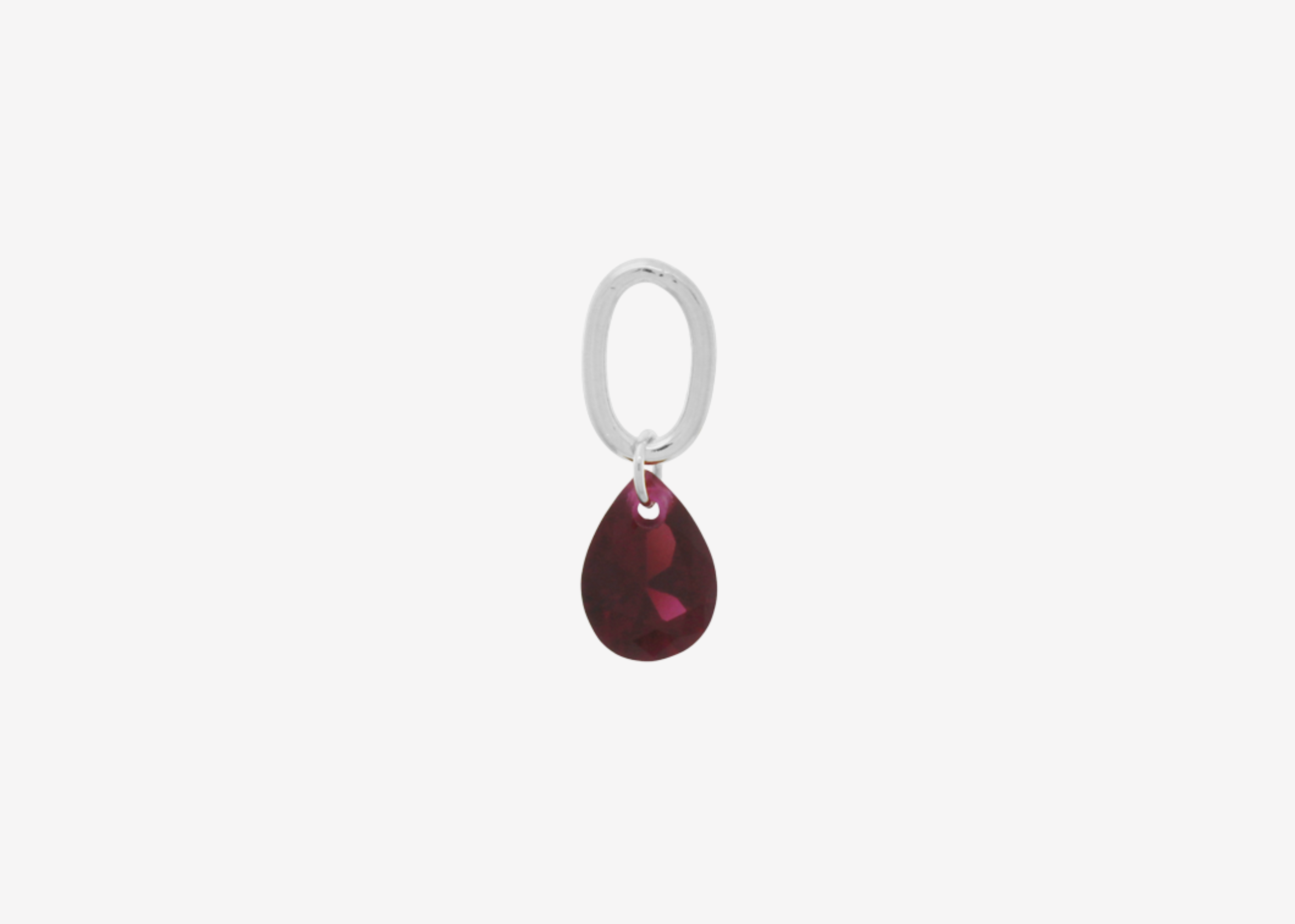 Şener Besim Teardrop Charm with garnet cubic zirconia stone, sterling silver buildable collection