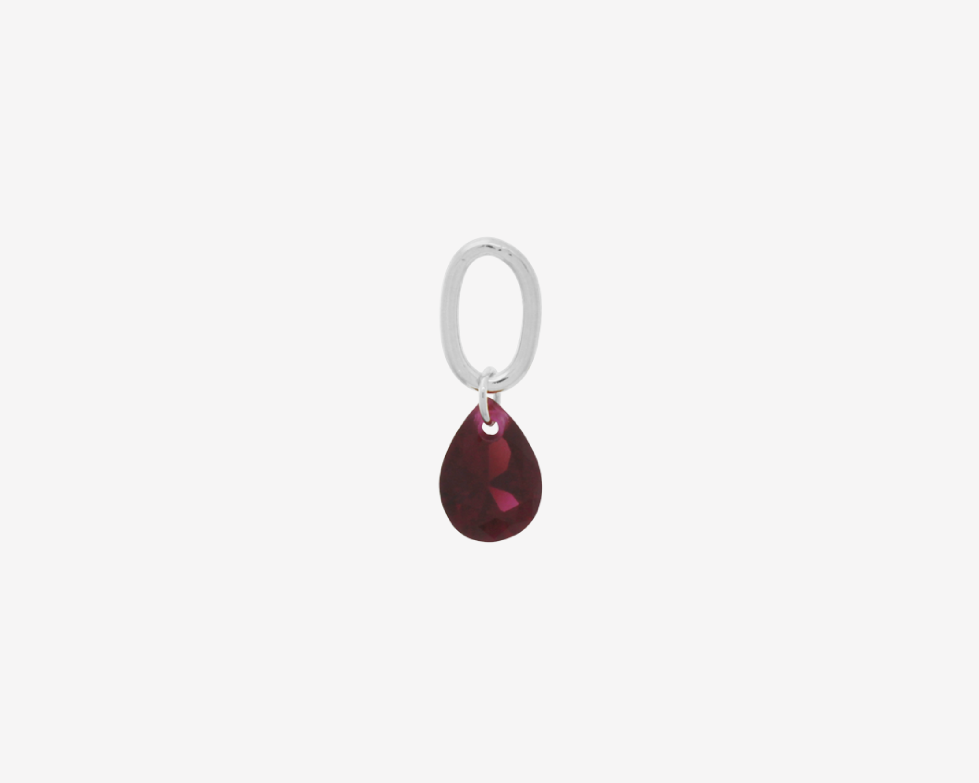 Şener Besim Teardrop Charm with garnet cubic zirconia stone, sterling silver buildable collection