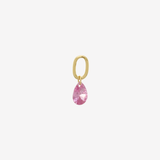 Şener Besim Teardrop Charm with pink rose quartz cubic zirconia stone, sterling silver with 14ct gold plating, buildable collection
