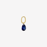 Şener Besim Teardrop Charm with sapphire cubic zirconia stone, sterling silver rhodium plating, buildable collection