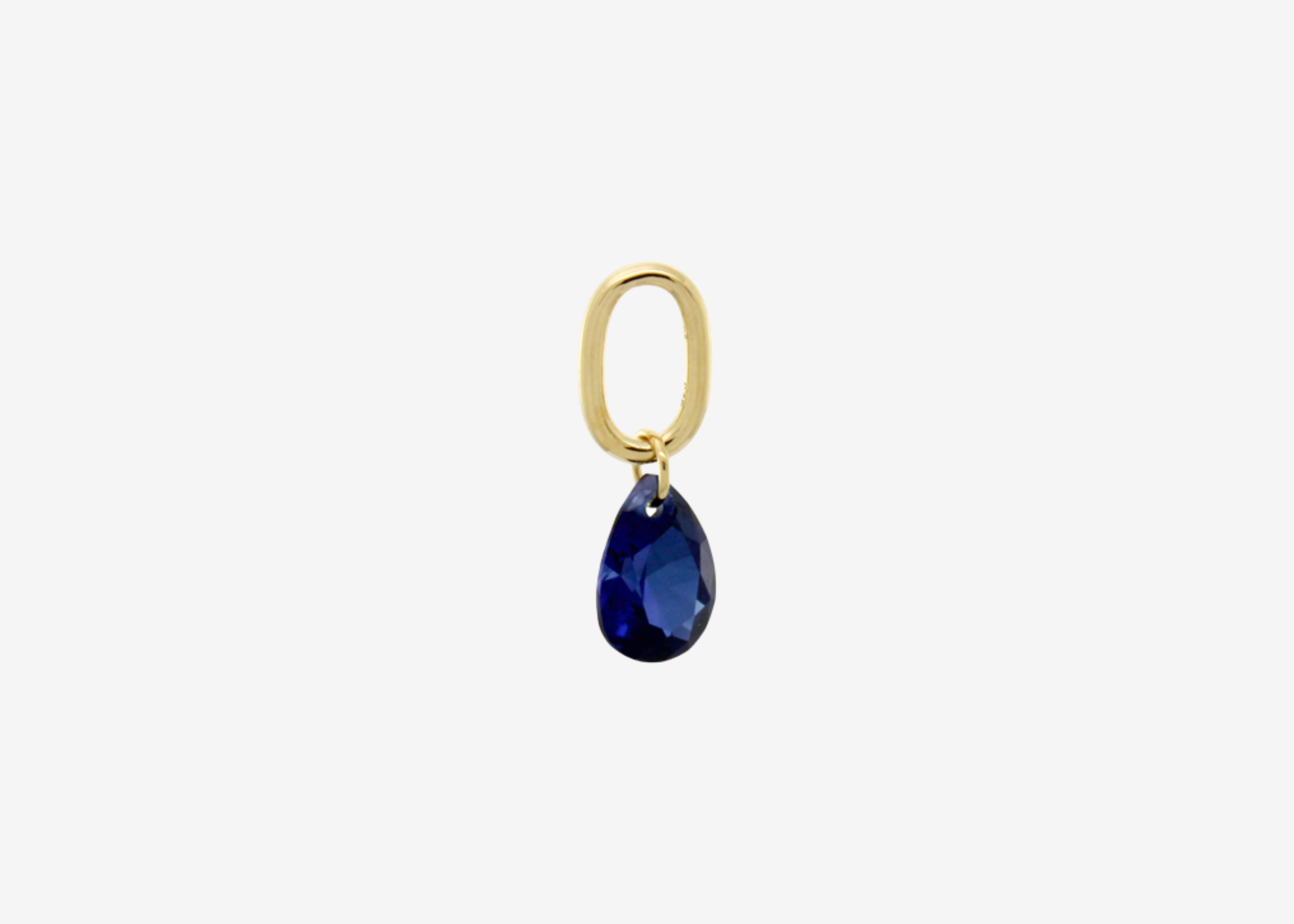 Şener Besim Teardrop Charm with sapphire cubic zirconia stone, sterling silver rhodium plating, buildable collection