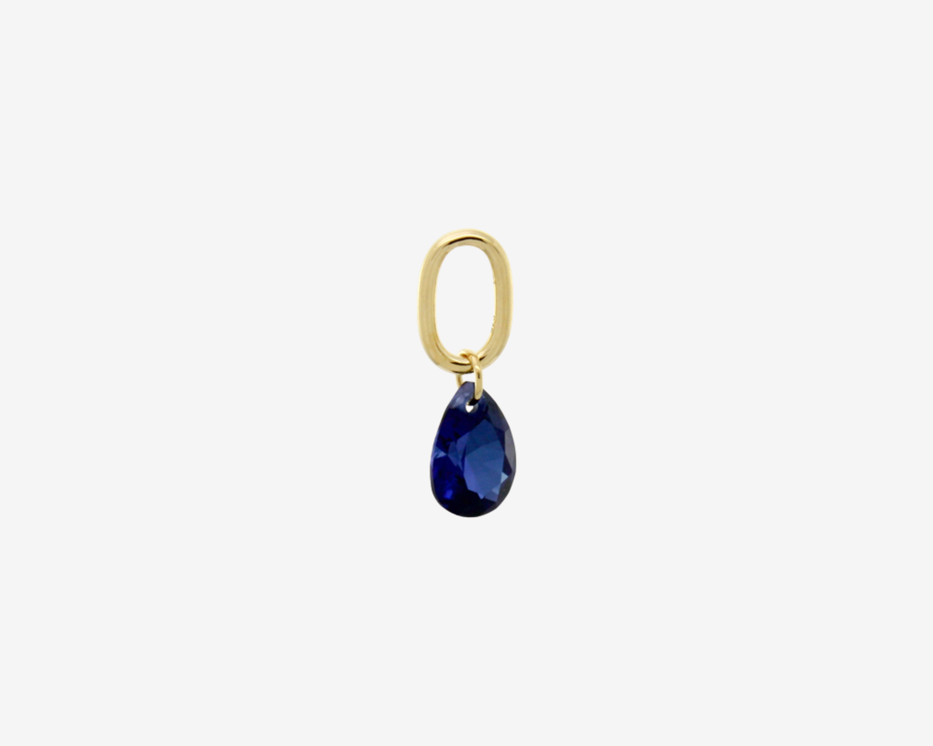 Şener Besim Teardrop Charm with sapphire cubic zirconia stone, sterling silver rhodium plating, buildable collection