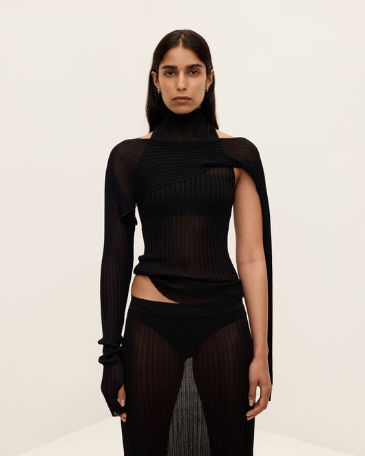 sener-besim-the-rib-knit-twist-shoulder-top-black