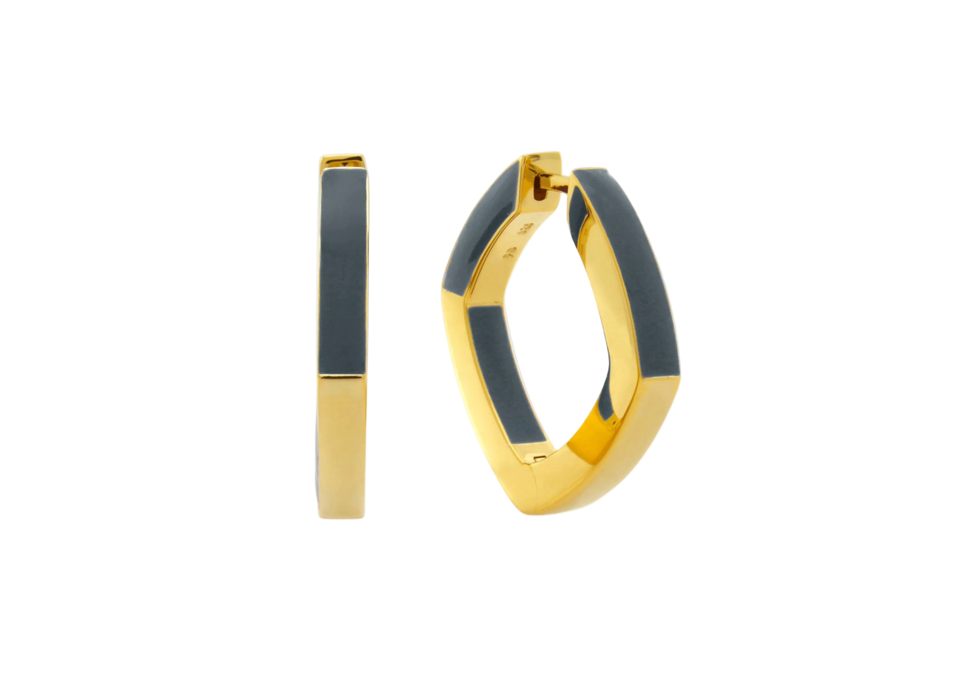 Enamel Thick Accent Hoop in Blue, Grey, and Gold - Main View
