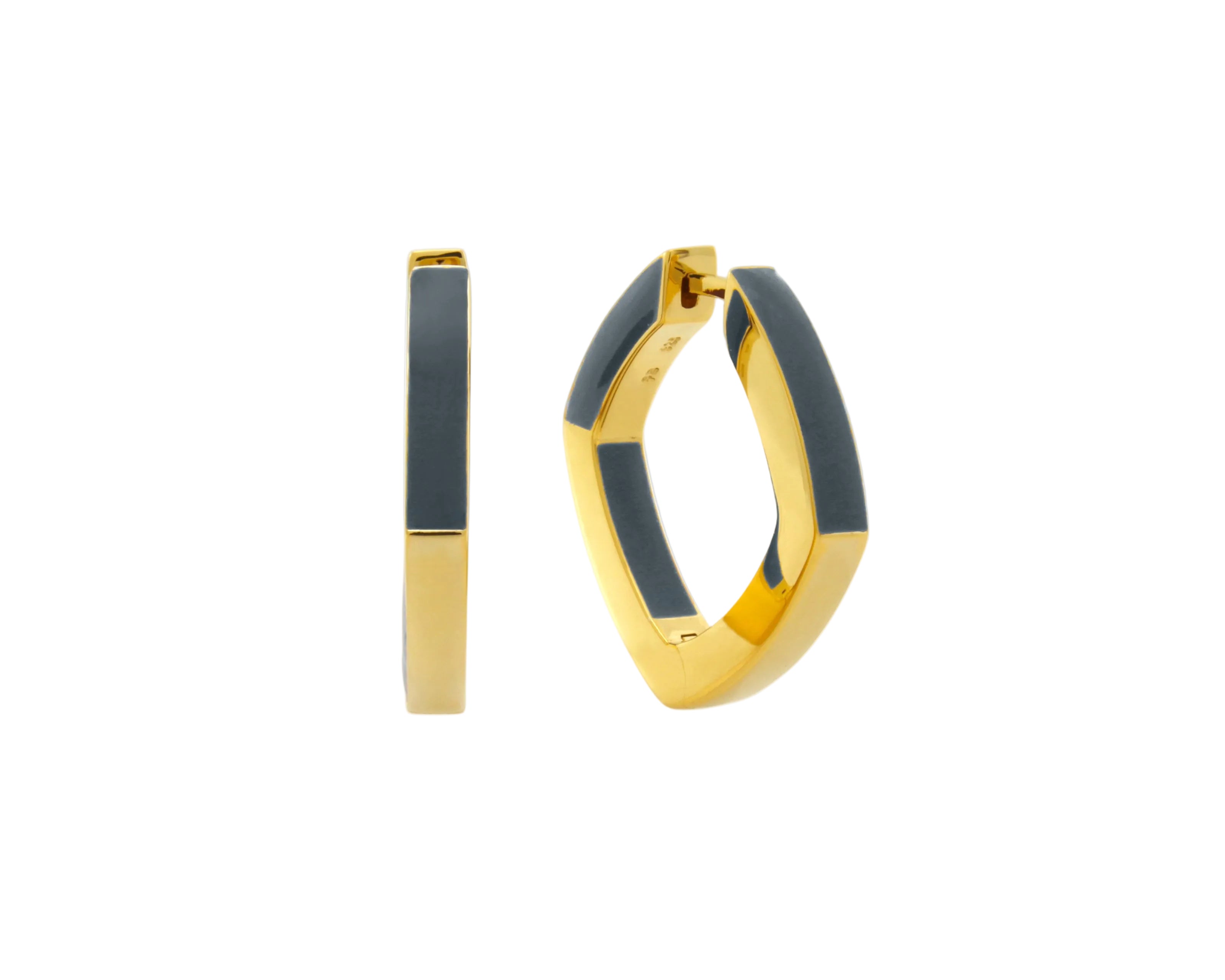 Enamel Thick Accent Hoop in Blue, Grey, and Gold - Main View