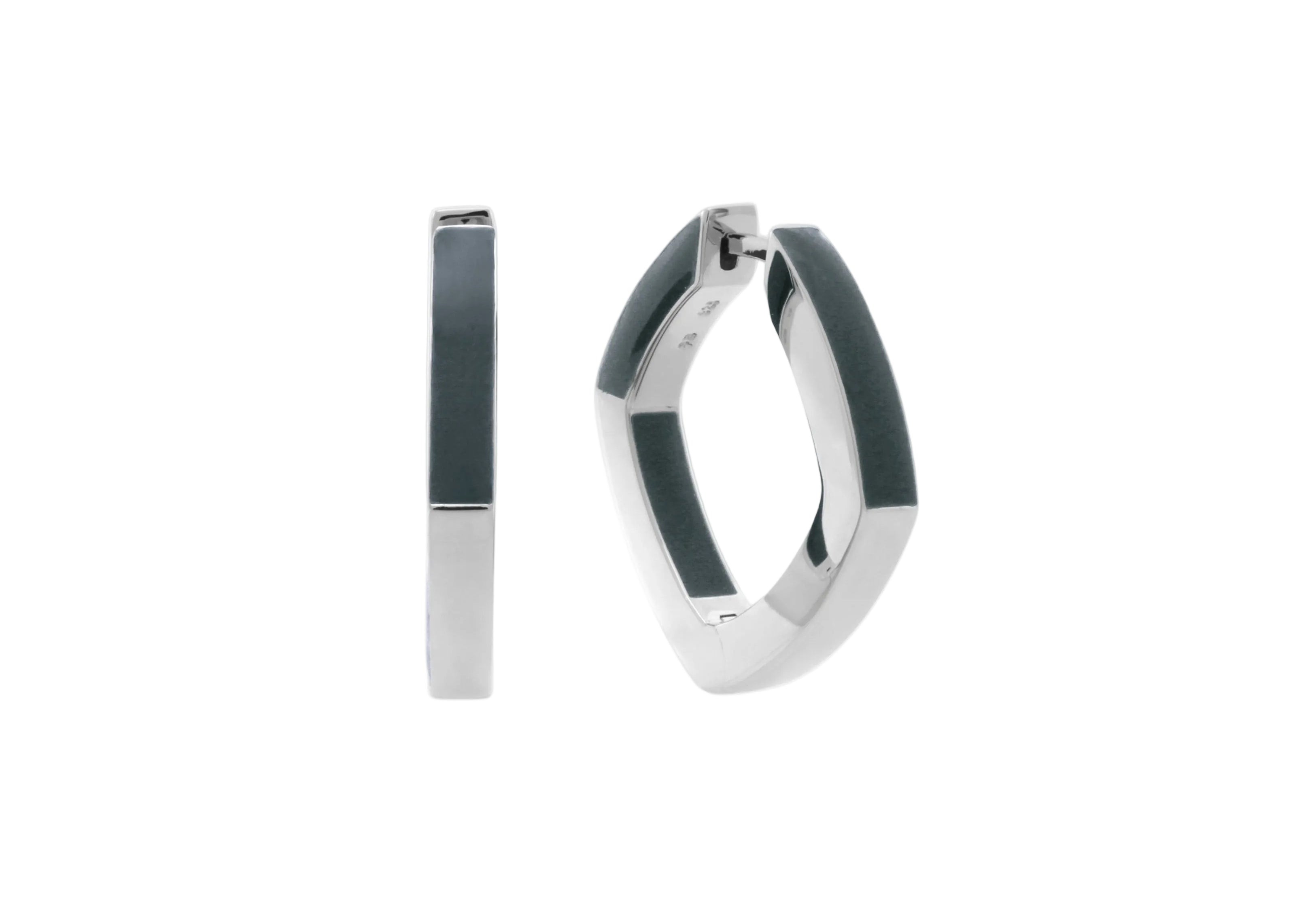 Şener Besim Enamel Thick Accent Hoop in Blue, Grey, and Silver - Main View