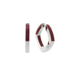 Şener Besim Enamel Thick Accent Hoop in Burgundy and Silver - Main View