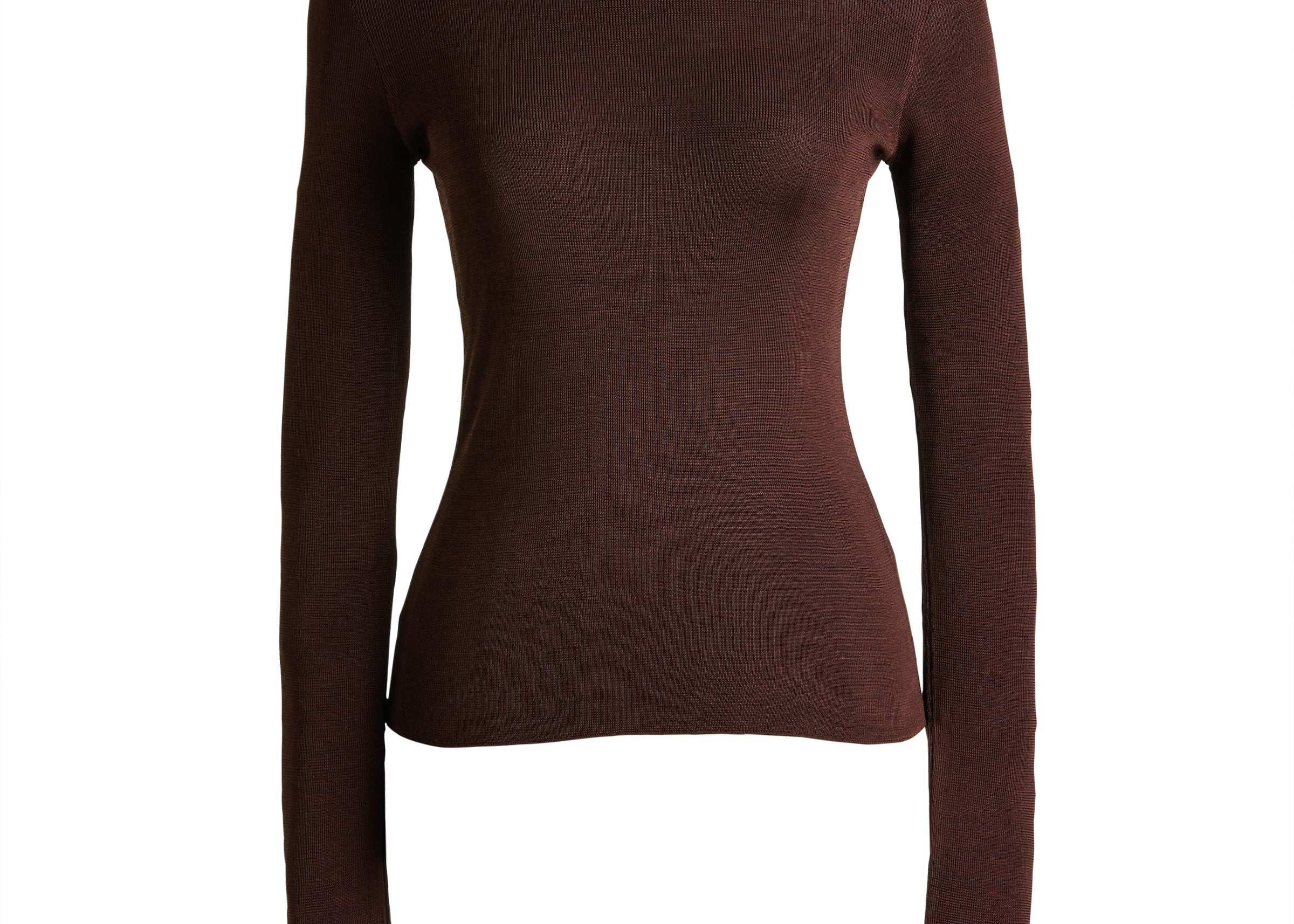 Thumbhole crewneck top in chocolate — Şener Besim