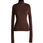 Thumbhole turtleneck in chocolate brown — Şener Besim
