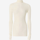 The Thumbhole Turtleneck in Ecru Front View — Şener Besim