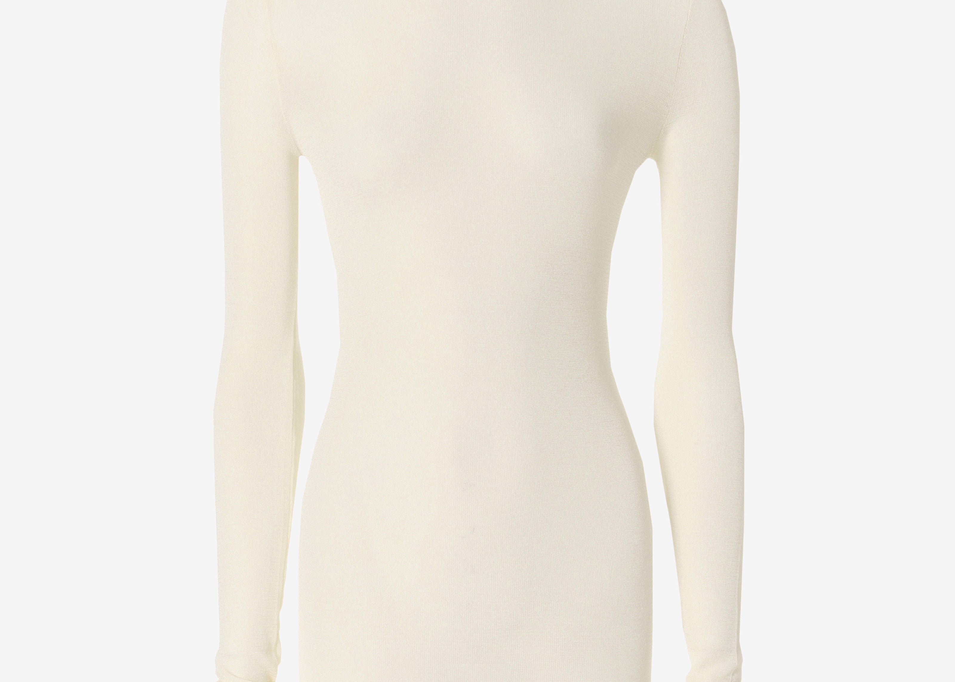 The Thumbhole Turtleneck in Ecru Front View — Şener Besim
