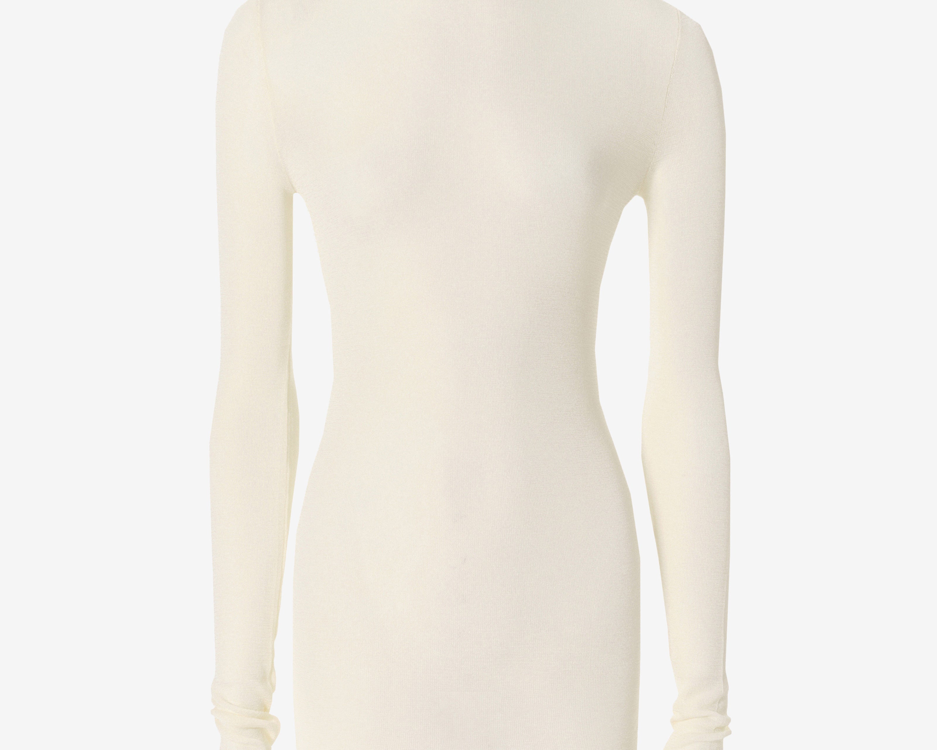 The Thumbhole Turtleneck in Ecru Front View — Şener Besim