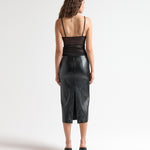 thin strap sheer singlet back view of model wearing sener besim