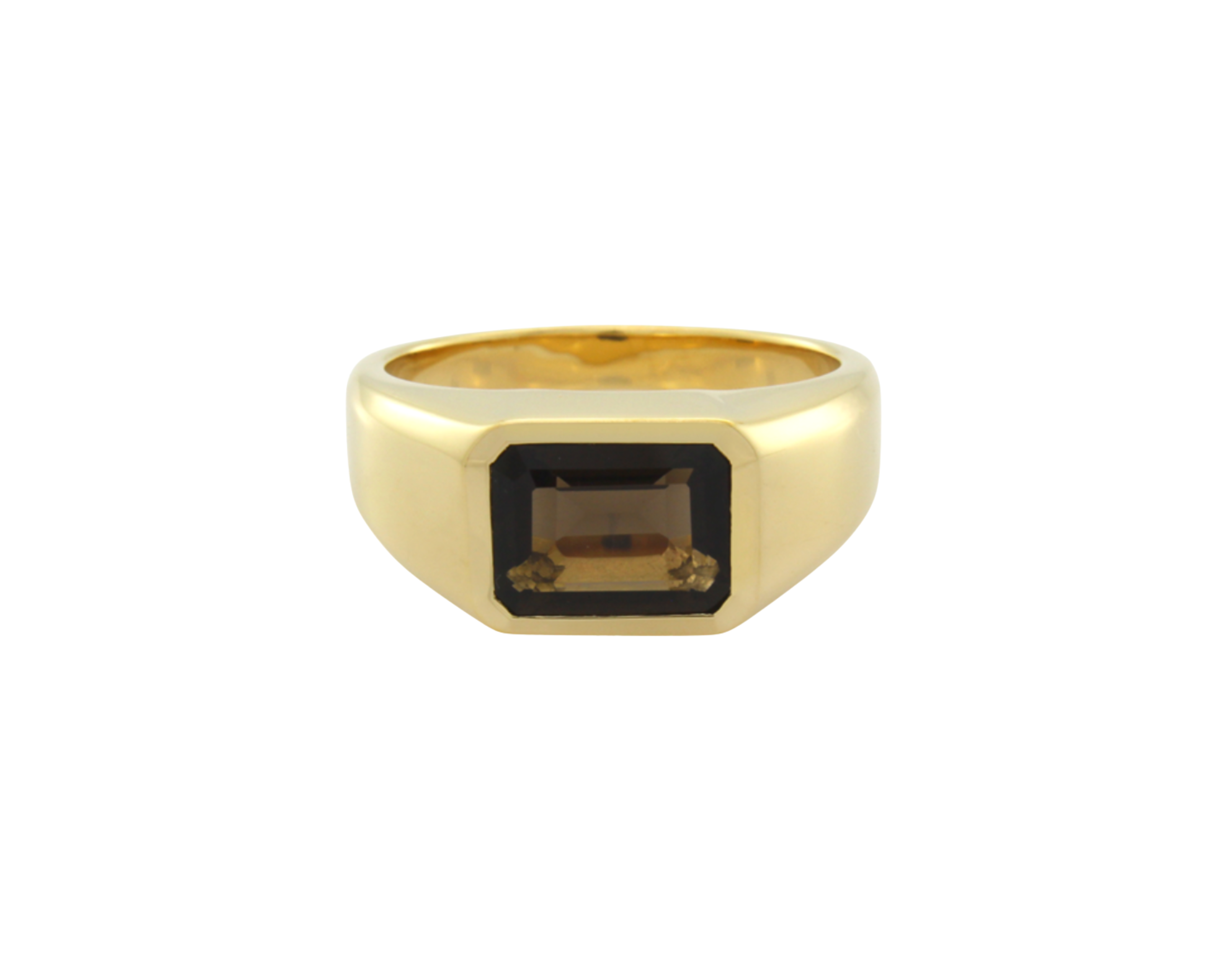 Şener Besim Unisex Gem Ring in sterling silver with 14ct gold plating and smoky quartz