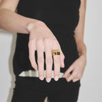 Unisex Gem Ring Gold