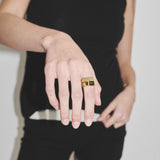 Unisex Gem Ring Gold