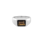 Şener Besim Unisex Gem Ring in rhodium plating with smoky quartz — Silver