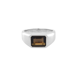Şener Besim Unisex Gem Ring in rhodium plating with smoky quartz — Silver