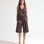 Curve Vegan Leather Tank in Merlot - Front View
