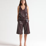 Curve Vegan Leather Tank in Merlot - Front View