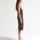 Curve Vegan Leather Tank in Merlot - Side View