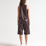 Curve Vegan Leather Tank in Merlot - Back View