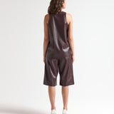 Curve Vegan Leather Tank in Merlot - Back View