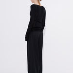 Black wide leg pant back view — Şener Besim