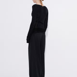 Black wide leg pant back view — Şener Besim