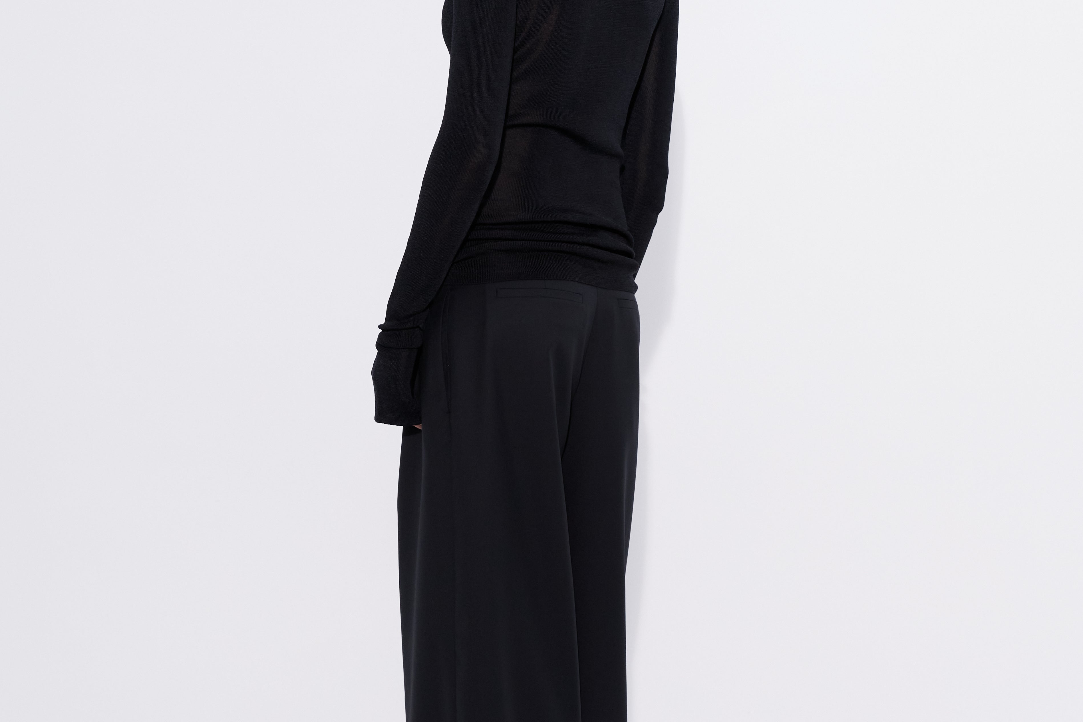 Black wide leg pant back view — Şener Besim