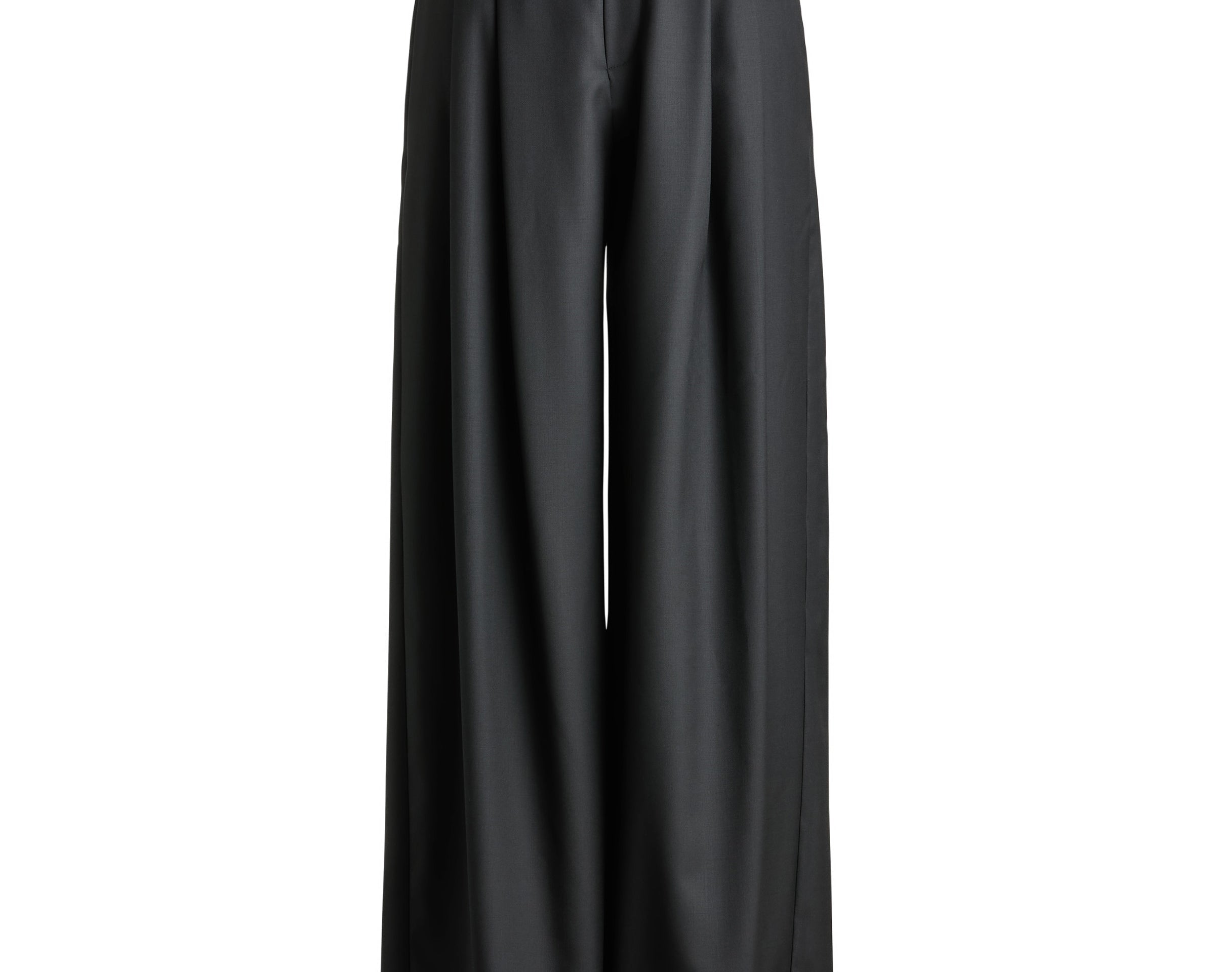 Black wide leg pant front view — Şener Besim