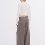 Wide leg check pant back view — Şener Besim