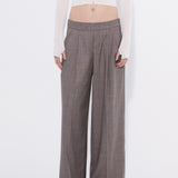 Wide leg check pant pleat detail — Şener Besim