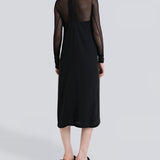 Şener Besim Y Back Dress showing ruched open Y-back detail