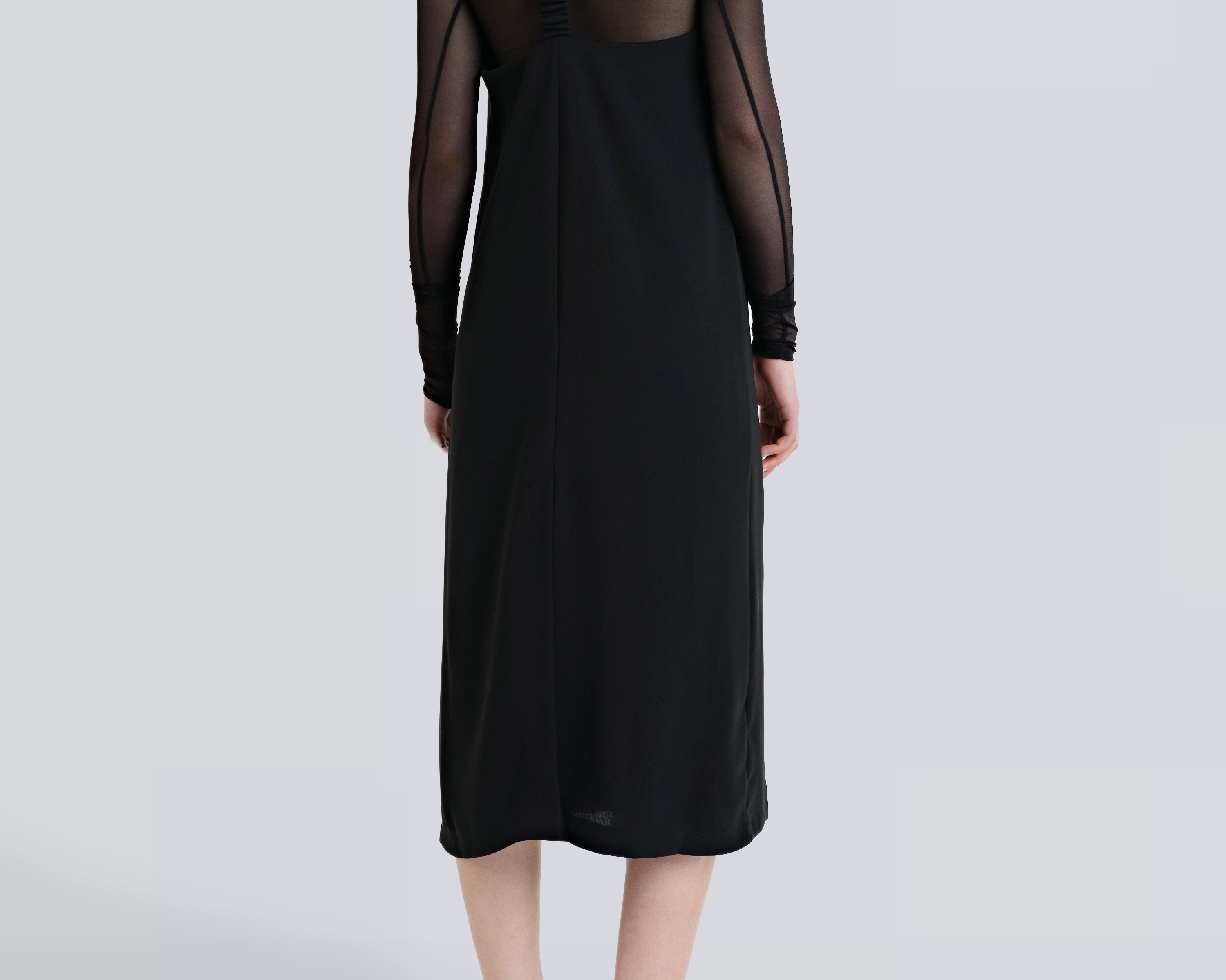 Şener Besim Y Back Dress showing ruched open Y-back detail