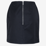 back view of sener besim mini pencll skirt in black with half zip at back