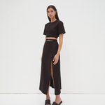 cropped tie up tee by sener besim in black