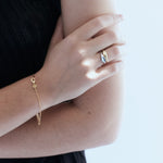 fine signet ring on model stack rings sener besim
