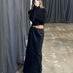 paris wycherley wearing sener besim pencil skirt long, the skirt is designed to sit at hip level and has a vent at centre back