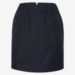 mini pencil skirt by sener besim front view with pleats and zip back detail