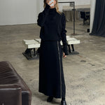 paris wycherley wearing sener besim side zip skirt