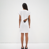 sener besim white mini dress relaxed fit with cut out detail at back