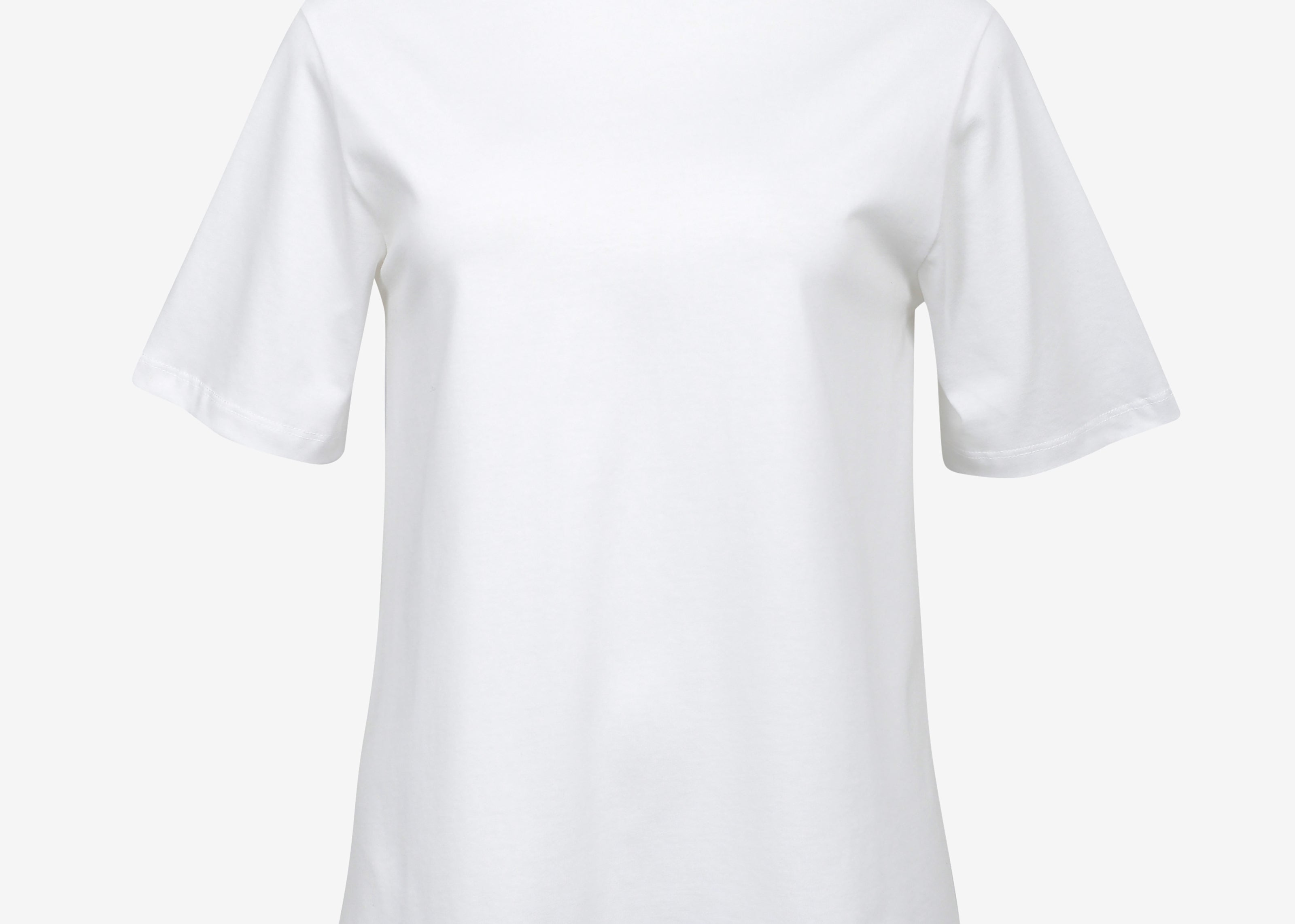 plain white tee with boxy shape by sener besim and cut out detail on back